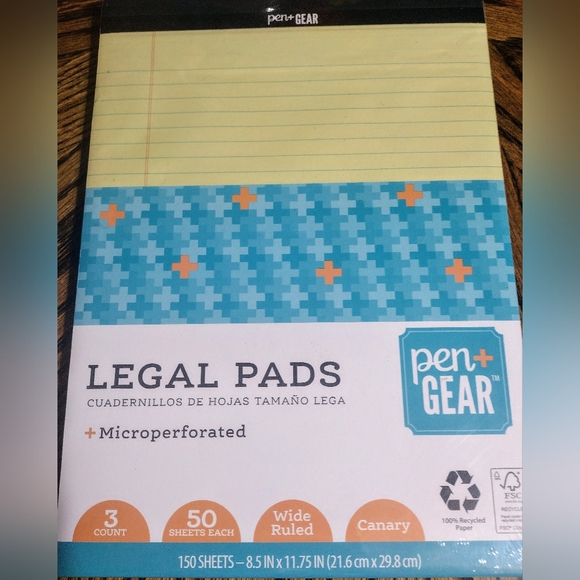 Three Pack of Legal Pads from Pen + Gear 50 Sheets per Pad Wide Ruled BRAND NEW - Picture 1 of 5